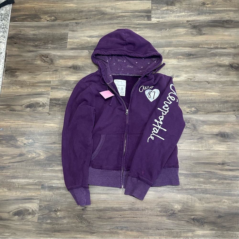 Aeropostale Purple Zip-Up Hoodie - Picture 2 of 6